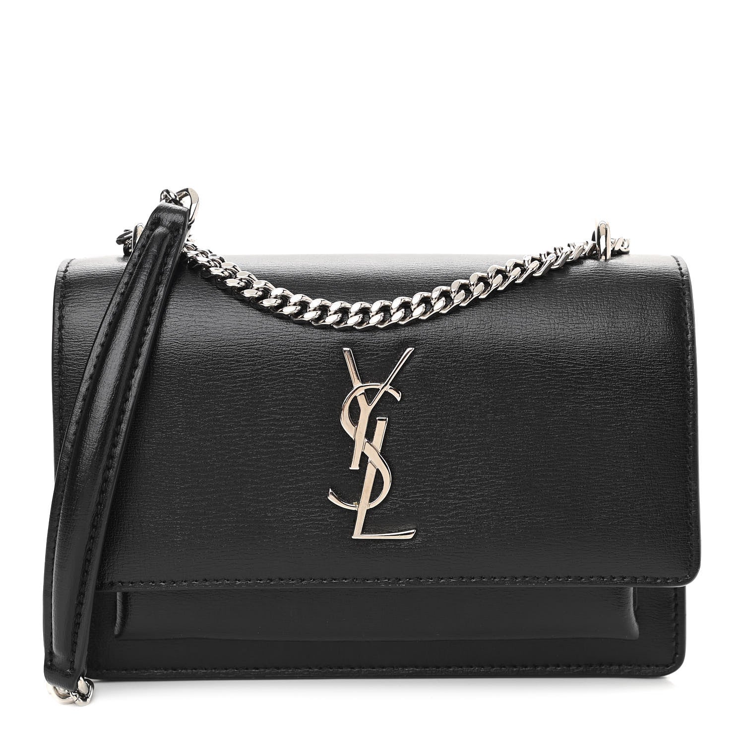 Saint Laurent Calfskin Monogram Sunset Chain Wallet Black 1 of 11