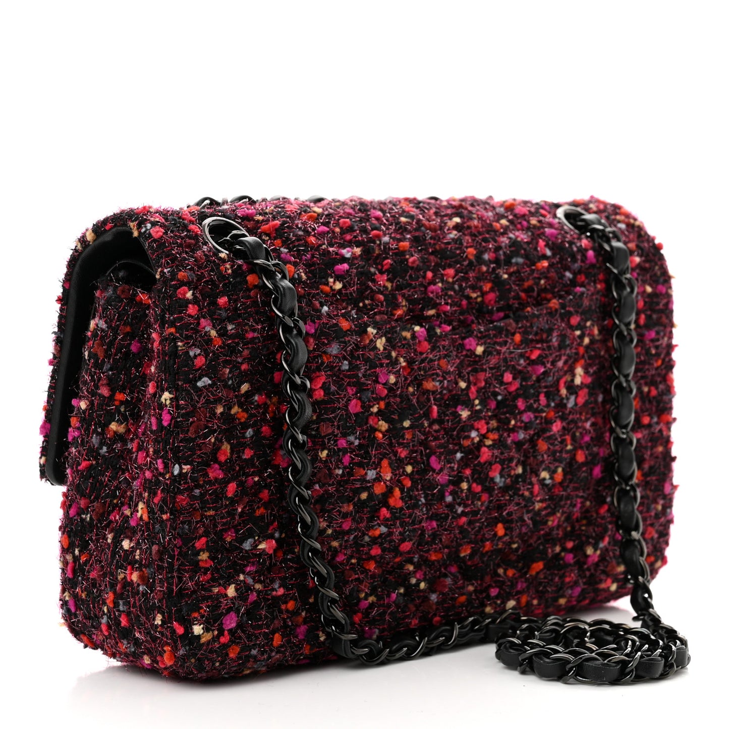 Tweed Quilted Medium Double Flap Multicolor