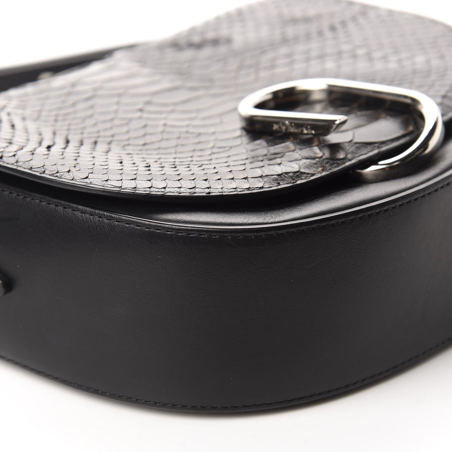 3.1 Snake-Cut Calfskin Alix Saddle Crossbody Bag Black