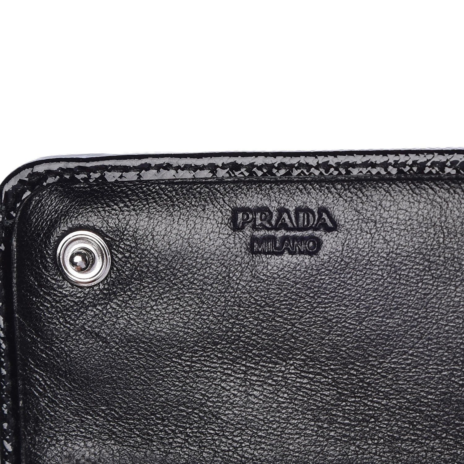 Prada Saffiano Vernice Crystal Studded Continental Wallet Black 6 of 8