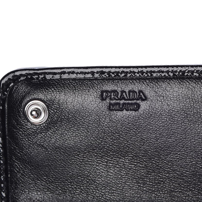 Prada Saffiano Vernice Crystal Studded Continental Wallet Black 6 of 8