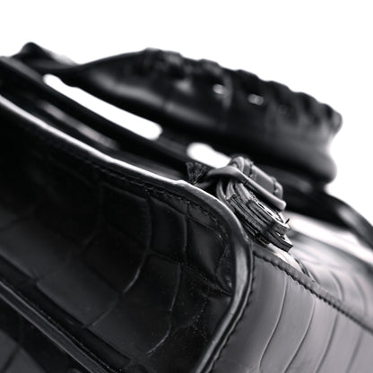 Balenciaga Semi Shiny Calfskin Crocodile Embossed Neo Classic Black Hardware Mini City Black 11 of 14