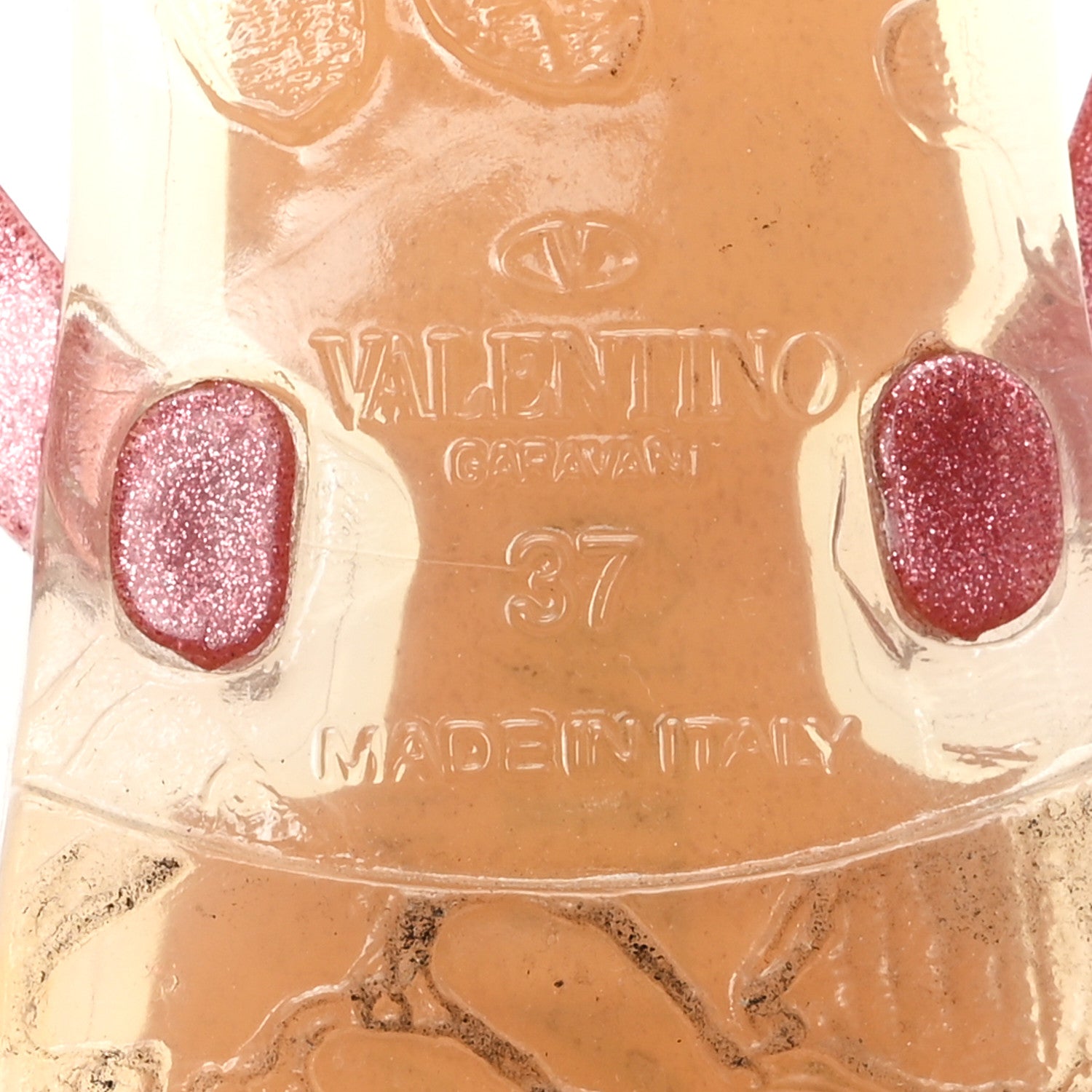 Valentino Garavani PVC Jelly Glitter Rockstud Bow Thong Sandals 37 Pink 7 of 8