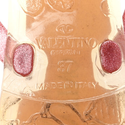 Valentino Garavani PVC Jelly Glitter Rockstud Bow Thong Sandals 37 Pink 7 of 8