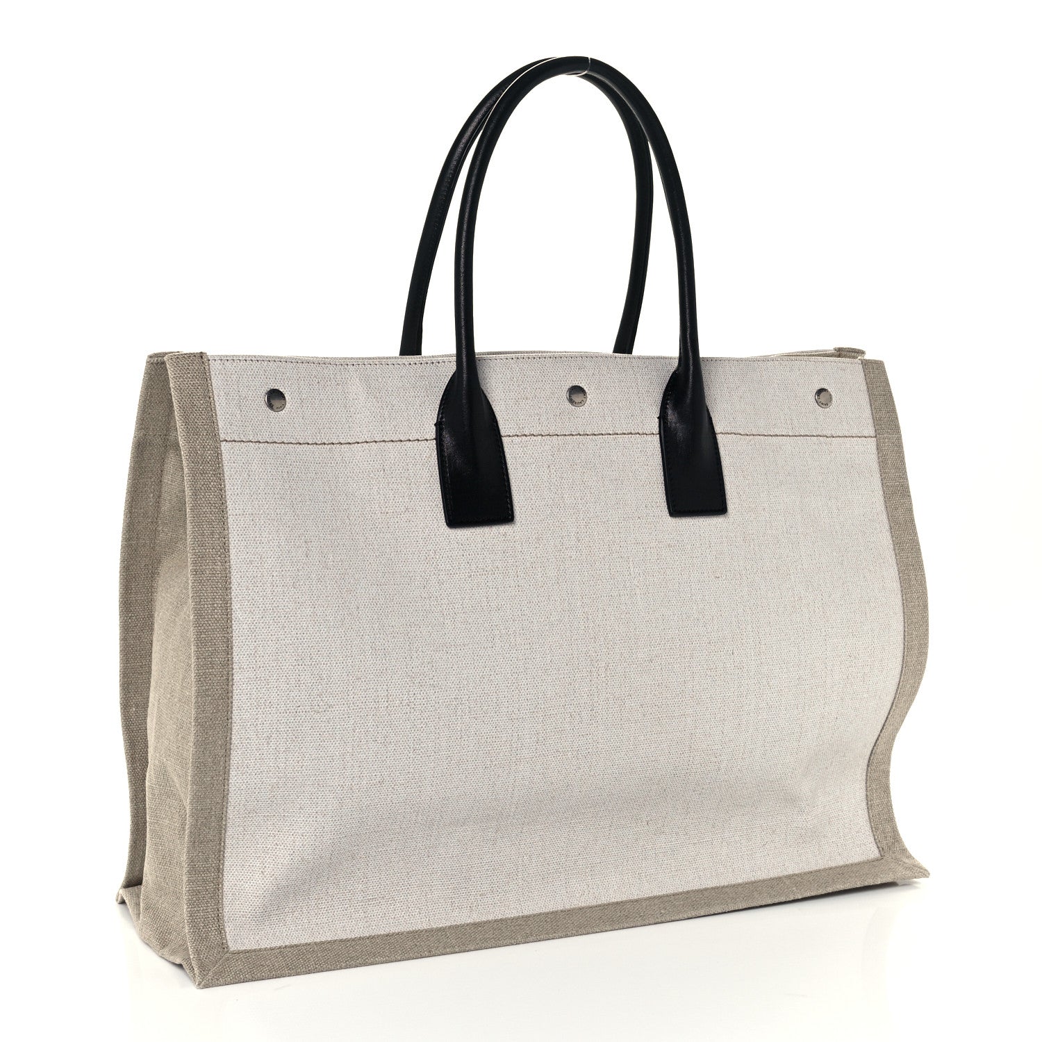 Saint Laurent Linen Calfskin Rive Gauche Tote Optic White 3 of 10