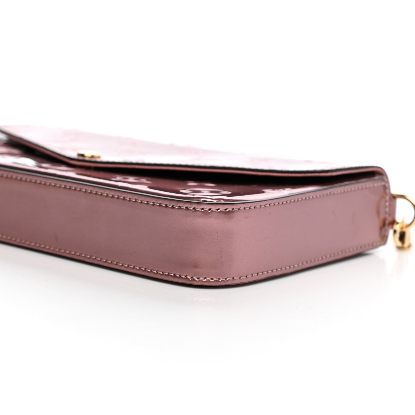 Vernis Pochette Felicie Chain Wallet Metallic Pale Pink