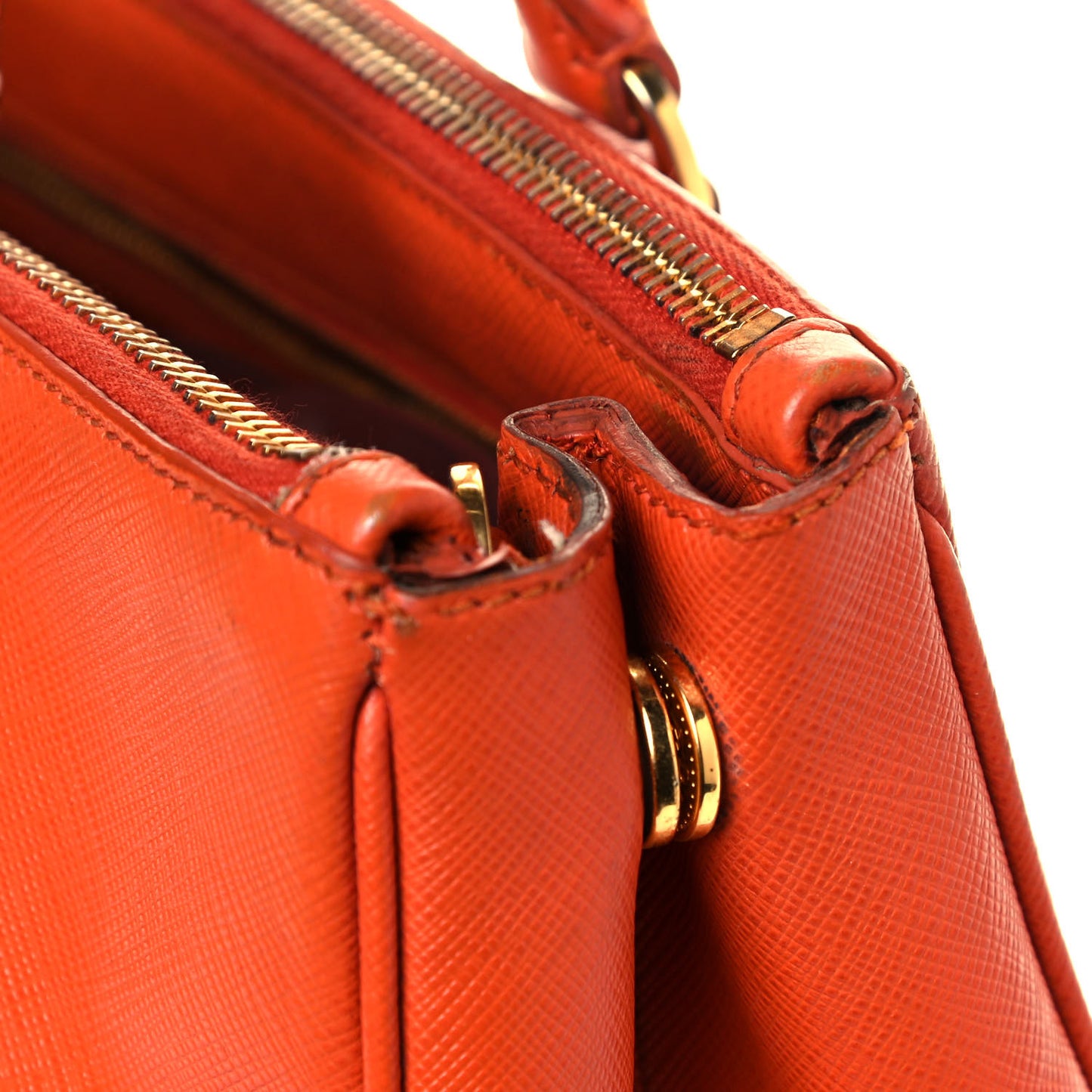 Saffiano Lux Medium Double Zip Tote Papaya