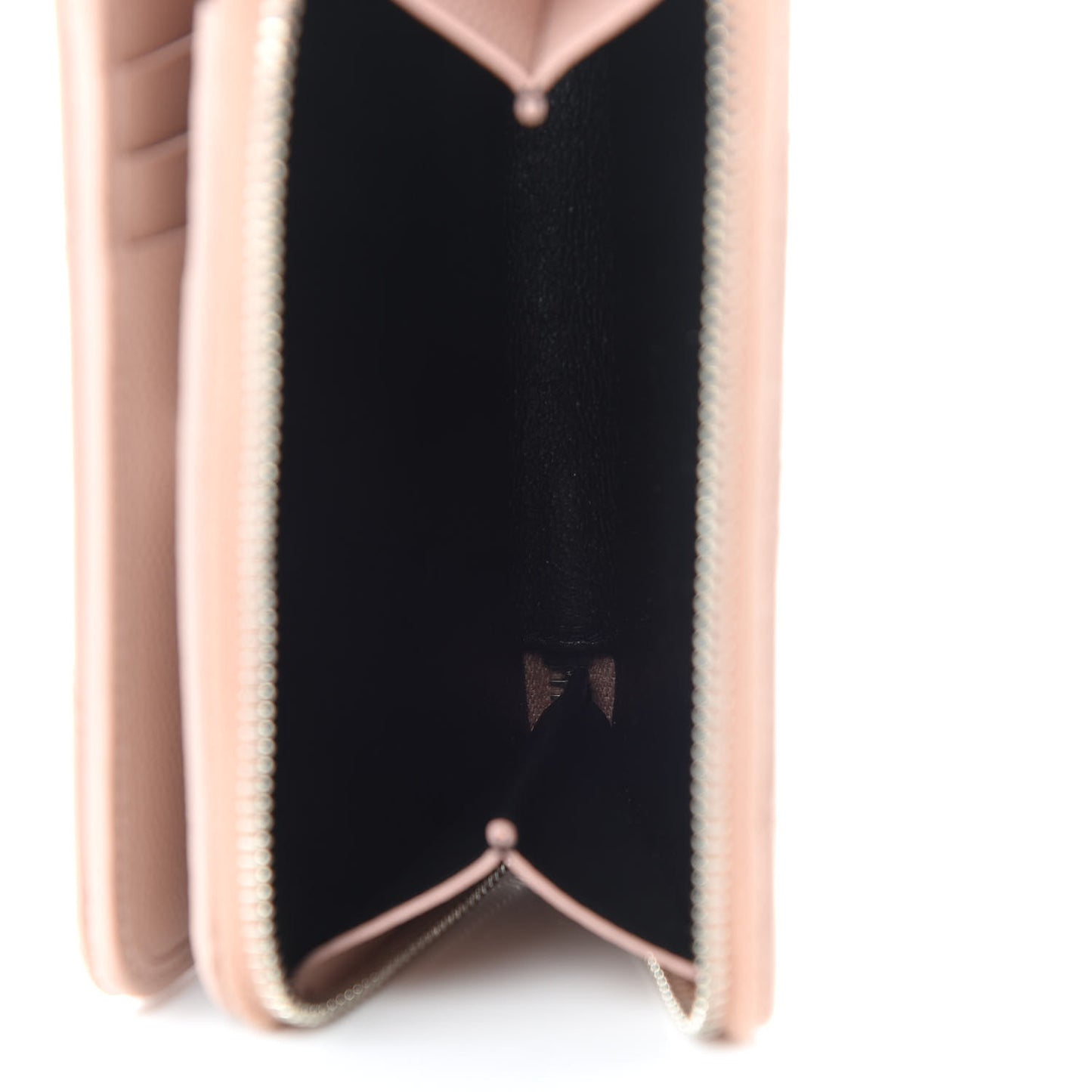 Grain De Poudre Matelasse Chevron Monogram Compact Zip Around Wallet Pink