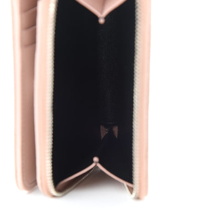 Saint Laurent Grain De Poudre Matelasse Chevron Monogram Compact Zip Around Wallet Pink 6 of 8