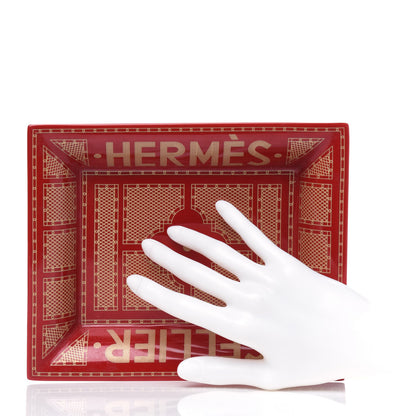 Hermes Porcelain Sellier Change Tray Rouge Or 2 of 4