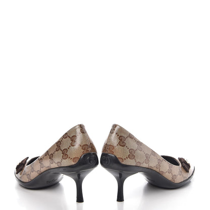 Gucci Crystal Monogram Bow Pumps 35 Beige Ebony Testa di Moro 10 of 12