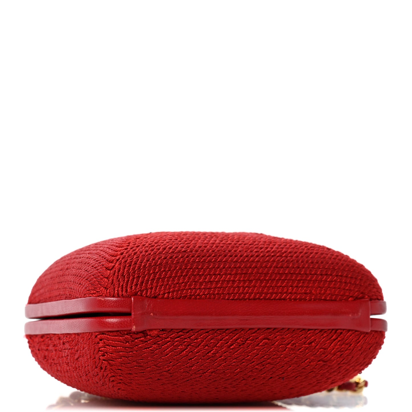 Woven Raffia Clutch With Chain Bag Red