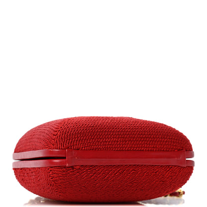 Chanel Woven Raffia Clutch With Chain Bag Red 3 of 12