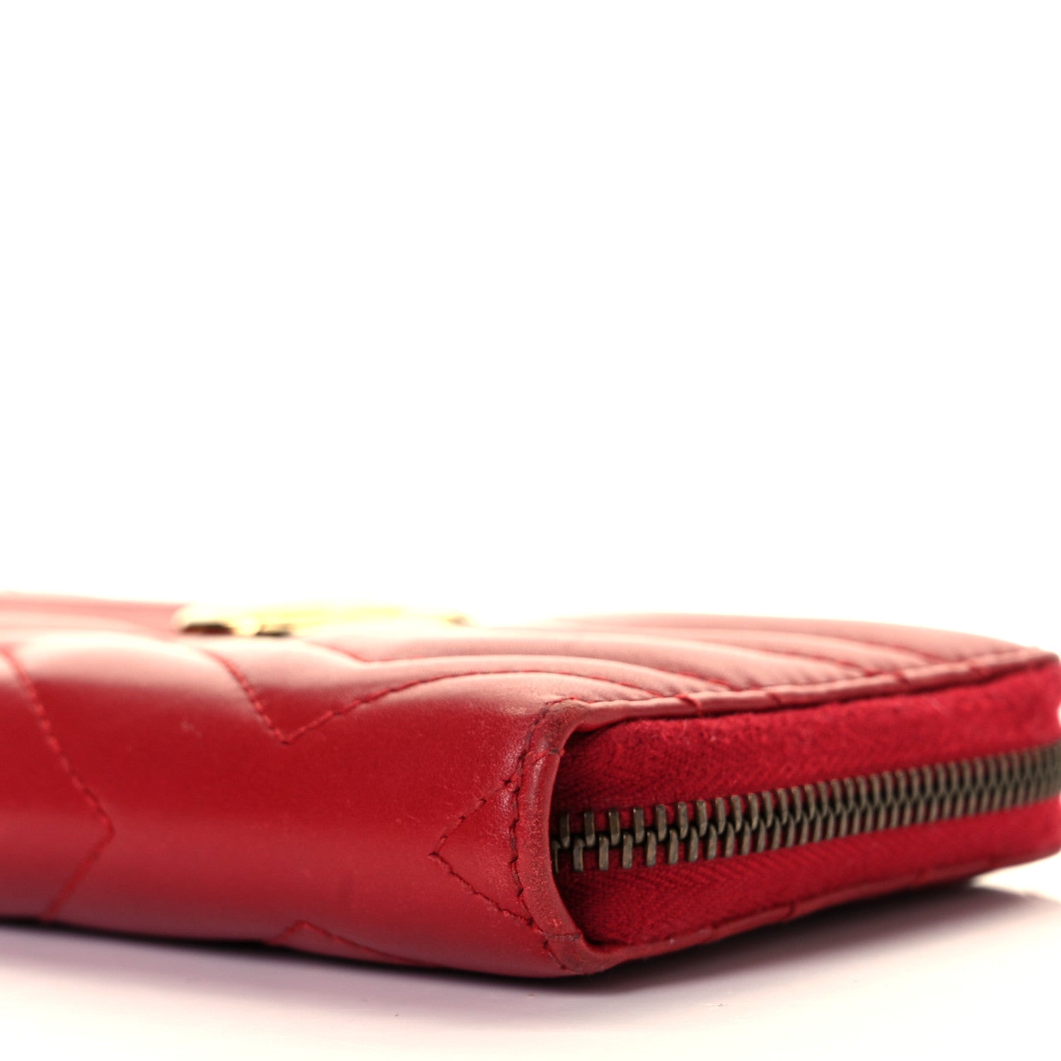 Gucci Calfskin Matelasse GG Marmont Zip Around Wallet Hibiscus Red 23 of 24