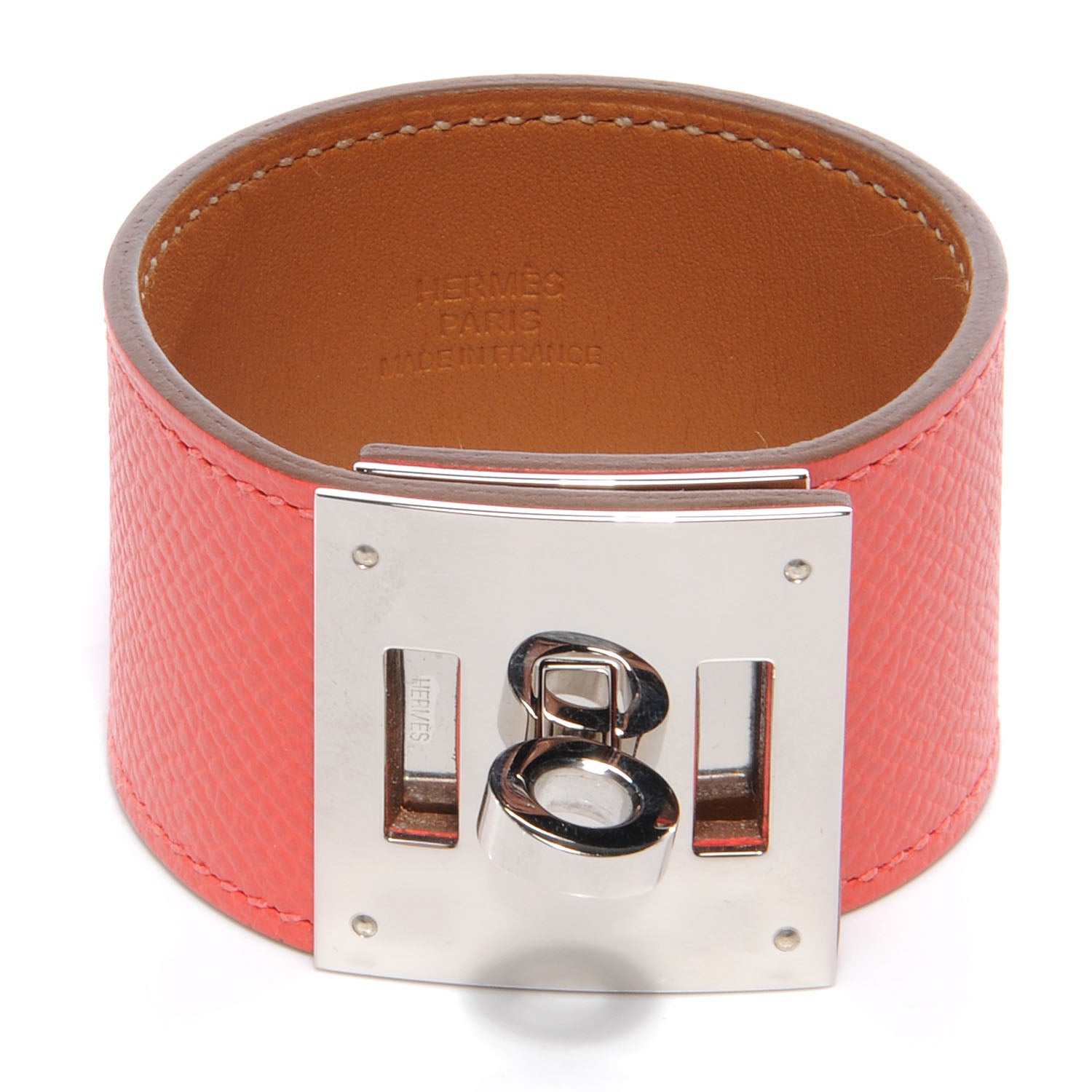 Hermes Epsom Kelly Dog Bracelet Rose Jaipur 1 of 6