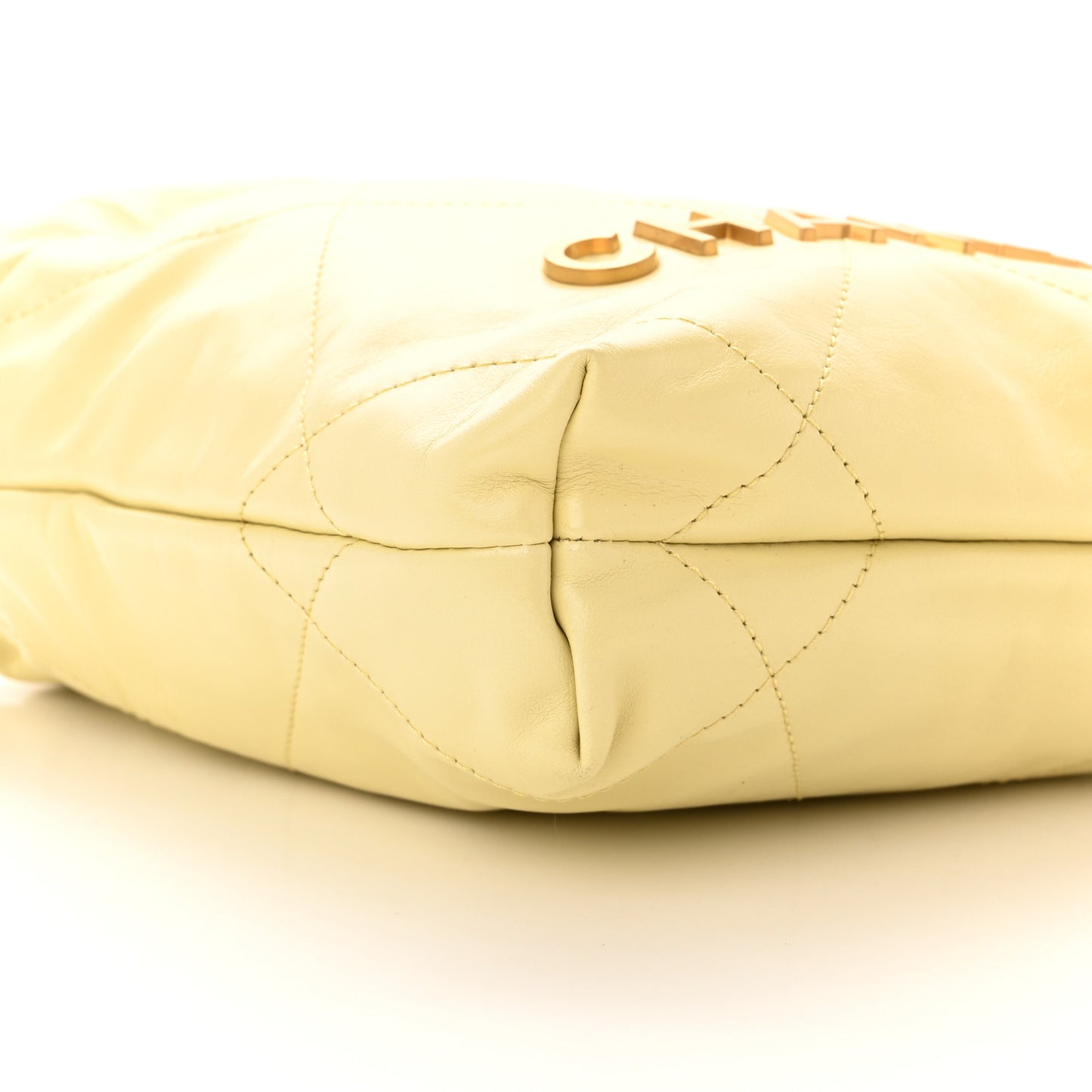 Shiny Calfskin Quilted Mini Chanel 22 Light Yellow