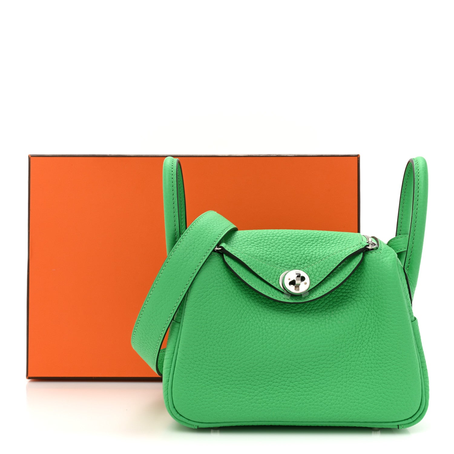 Hermes Taurillon Clemence Mini Lindy 20 Vert Comics 10 of 10