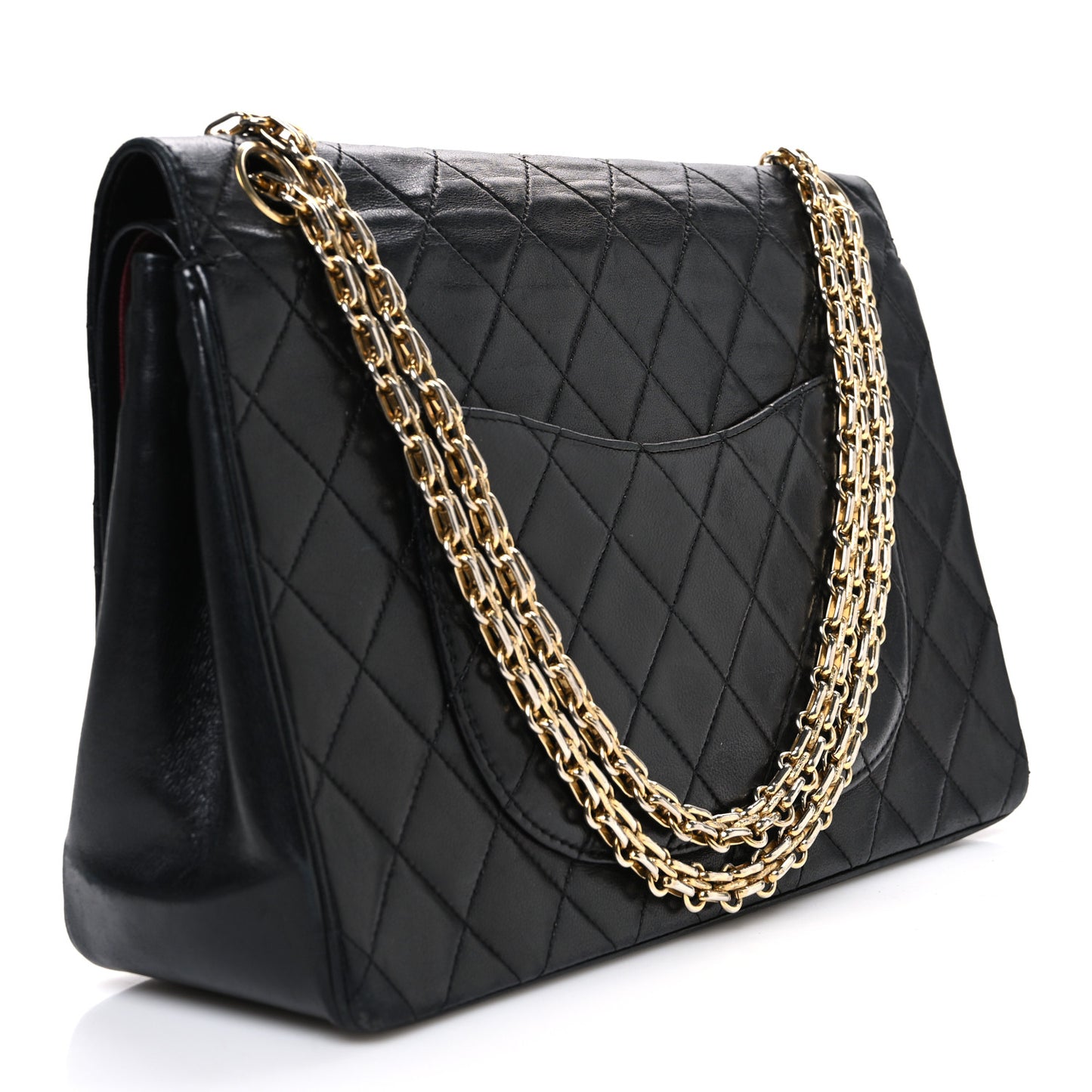 Lambskin Quilted Medium Double Flap Bijoux Chain Black