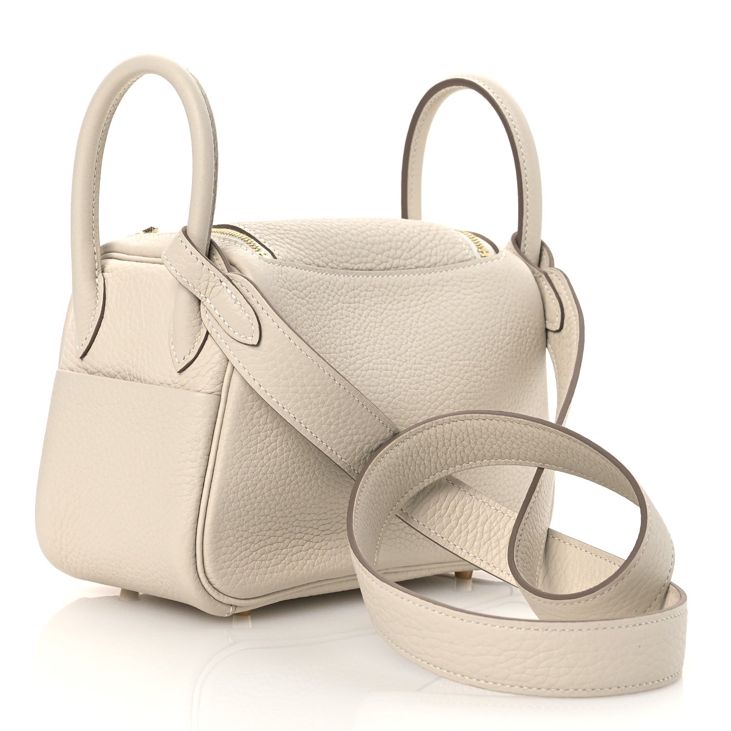 Hermes Taurillon Clemence Mini Lindy 20  Beton 3 of 11