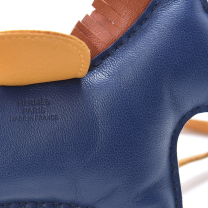Hermes Milo Lambskin Grigri Rodeo Horse Bag Charm MM Bleu de Malte Cornaline Jaune D'Or 3 of 4