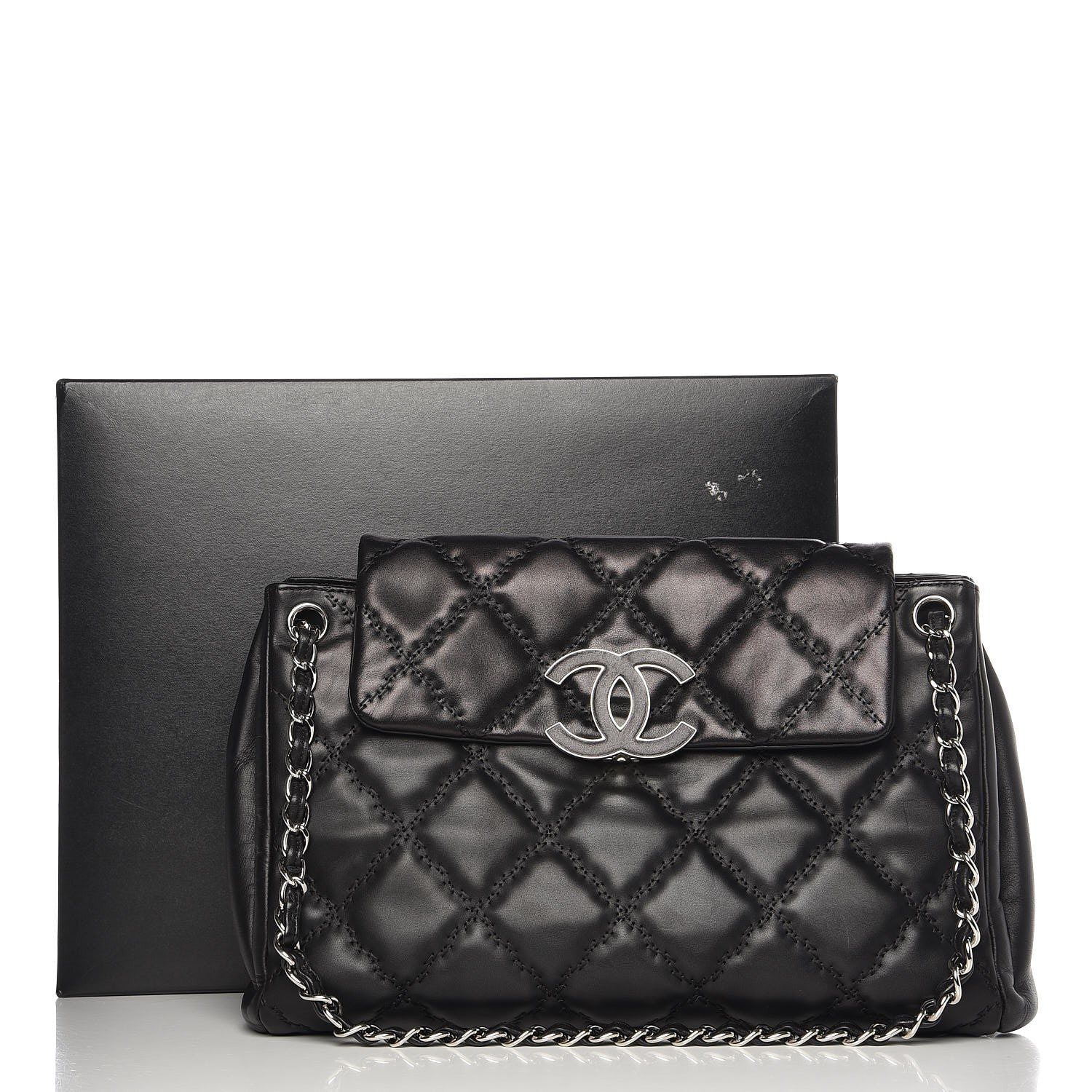 Chanel Calfskin Double Stitch Large Hamptons Flap Bag Black 11 of 11