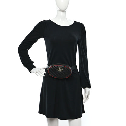 Gucci Azalea Calfskin Matelasse Diagonal Torchon GG Marmont Belt Bag 85 34 Black Romantic Cerise 3 of 9