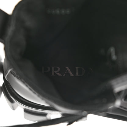 Prada Spazzolato Rois Re-Nylon Metal Triangle Logo Mens Monolith Pouch Pocket 60mm Combat Boots 7 Black 7 of 14