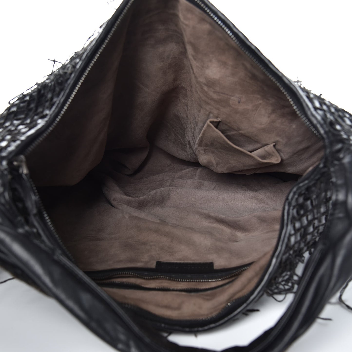Nappa Intrecciato Fringe Netted Hobo Black