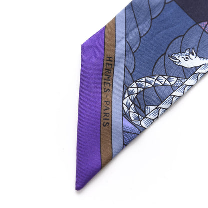 Hermes Silk Cavalleria D'Etriers Twilly Violet Bleu Rose 4 of 4