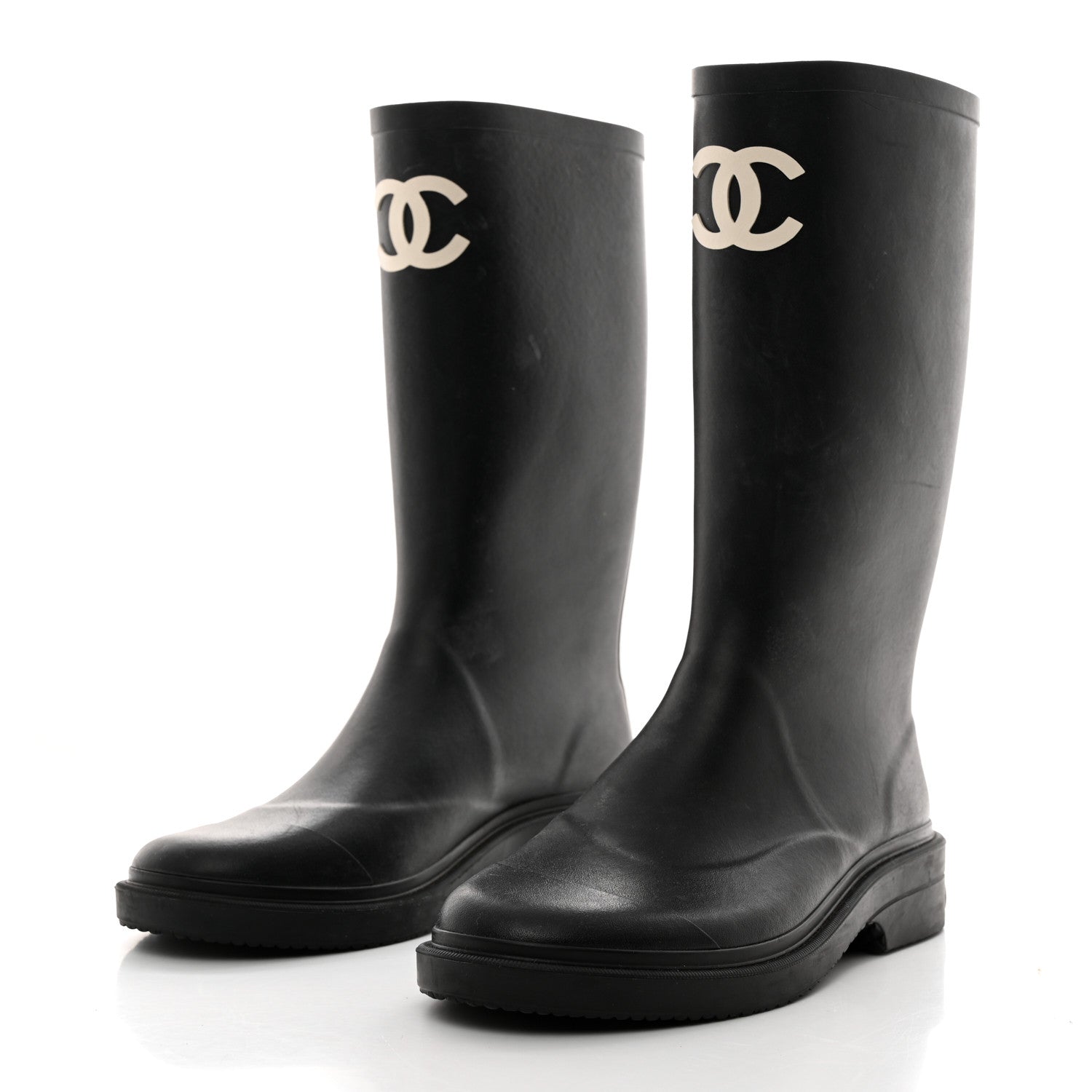 Chanel Caoutchouk CC High Boots 40 Black 3 of 8