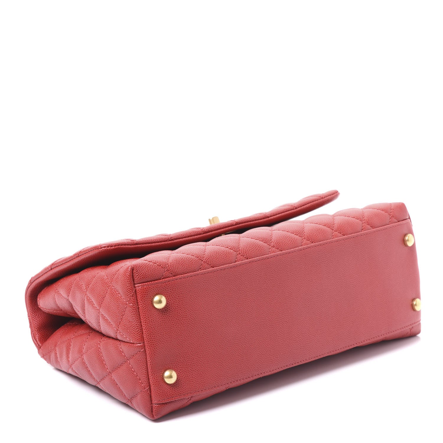Chanel Caviar Quilted Small Coco Handle Flap Red 3 of 10
