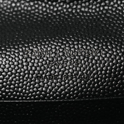 Saint Laurent Grain De Poudre Matelasse Chevron Small Monogram Envelope Wallet Black 6 of 8