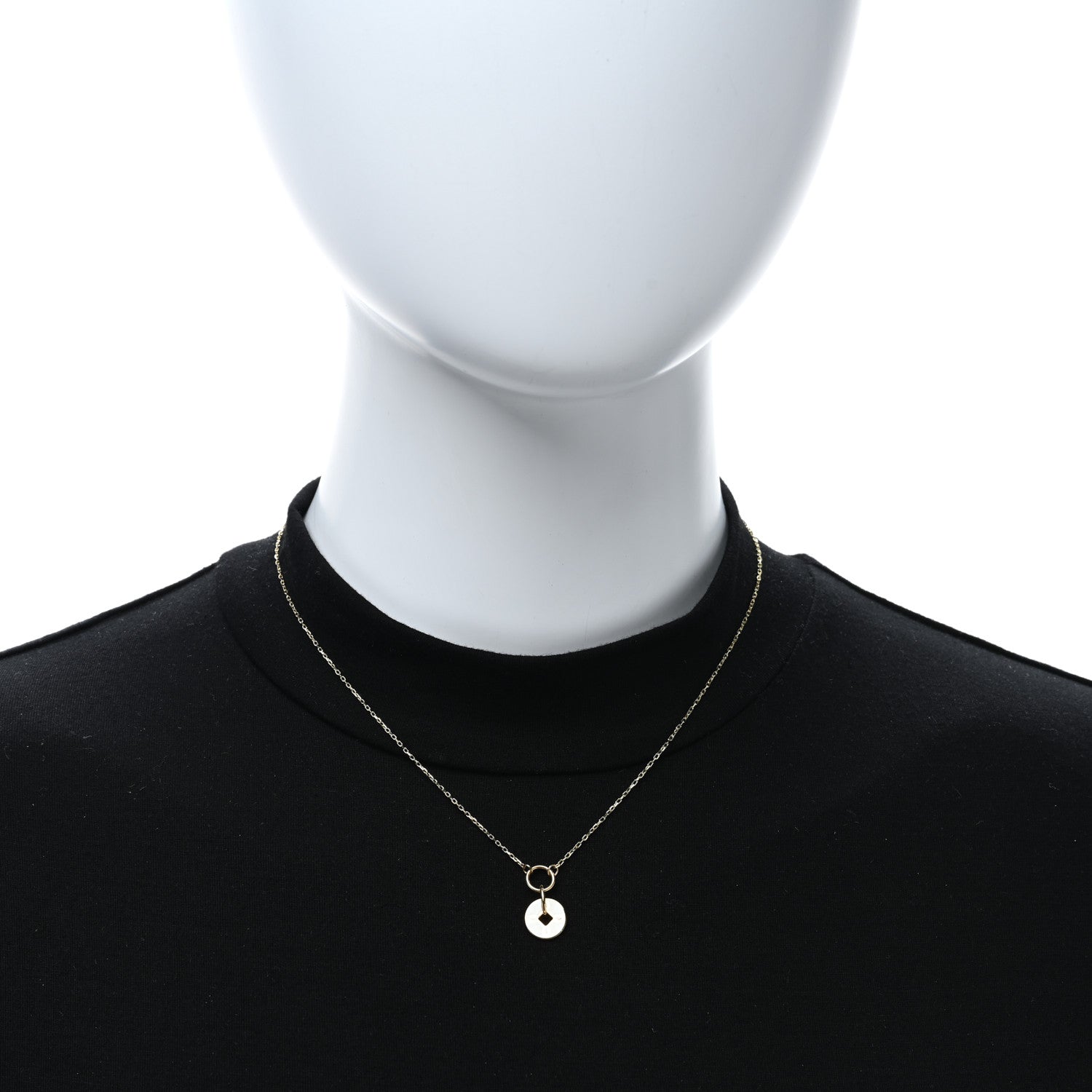 Foundrae 18K Yellow Gold Enamel Petite Champleve True Love Knot Necklace White White 3 of 6