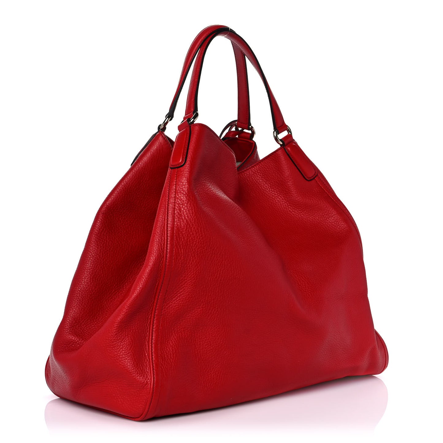 Pebbled Calfskin Large Soho Shoulder Bag Red
