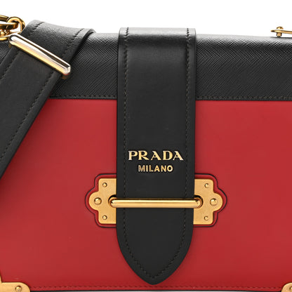 Prada City Calfskin Saffiano Cahier Bag Fuoco Black 7 of 13