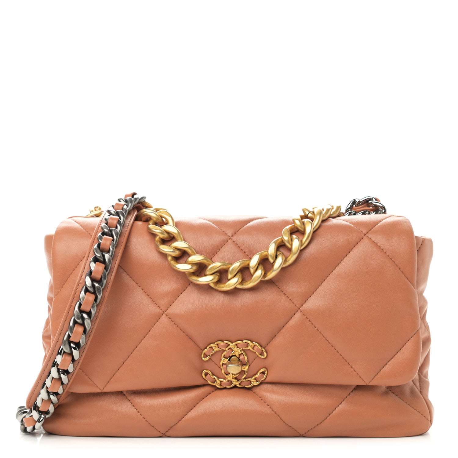 Chanel Lambskin Quilted Large Chanel 19 Flap Brown 1 of 11