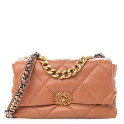 Chanel Lambskin Quilted Large Chanel 19 Flap Brown 1 of 11
