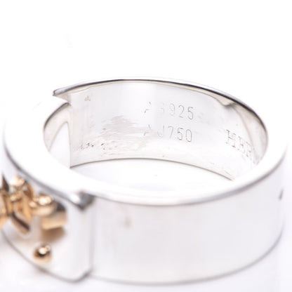 Hermes Sterling Silver 18K Yellow Gold Kelly Cadena Ring 54 6.25 15 of 17