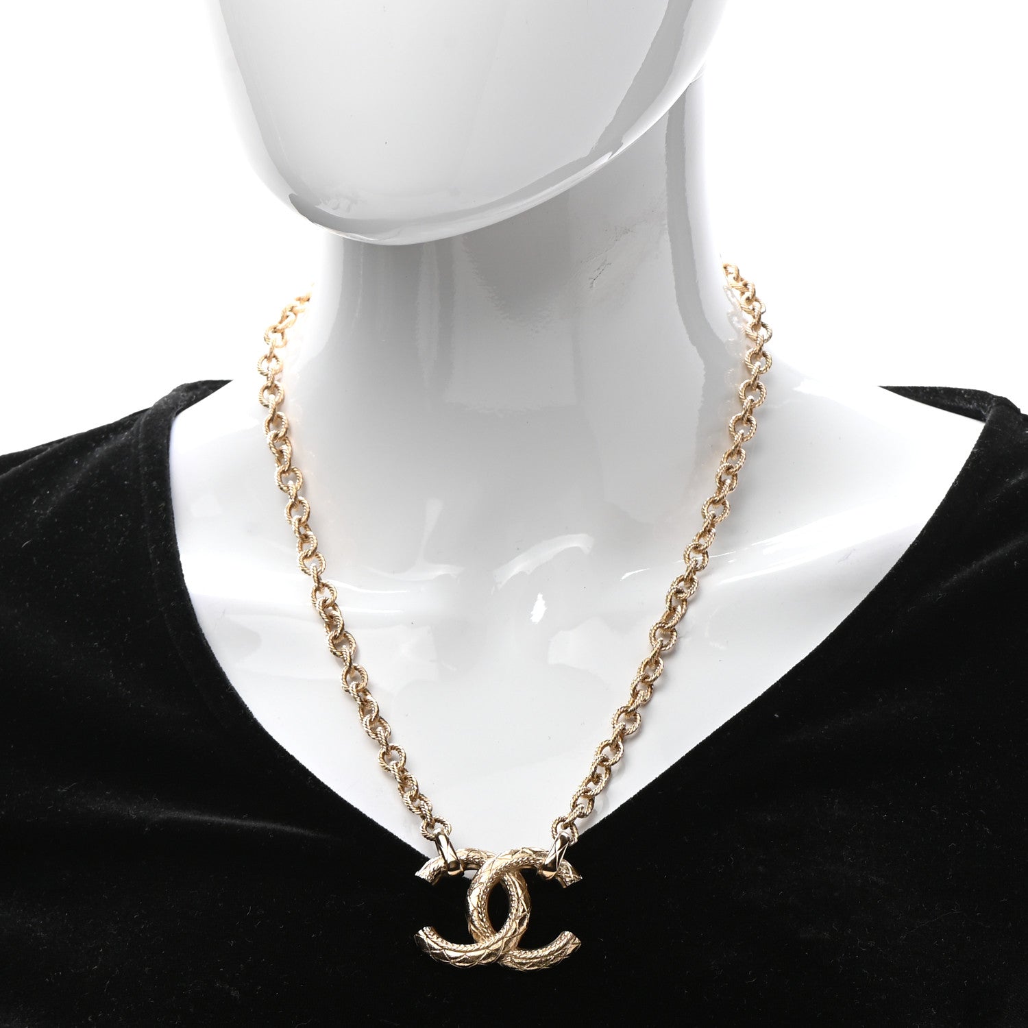 Chanel CC Pendant Chain Necklace Gold 2 of 7