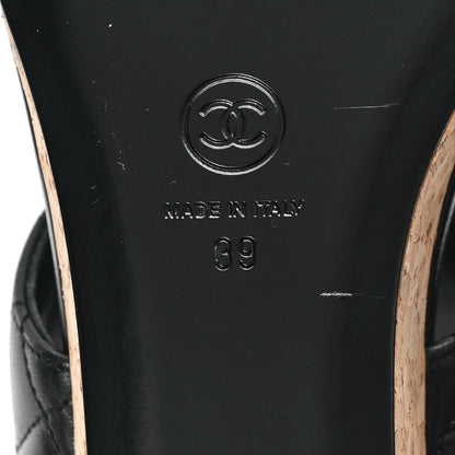 Chanel Shiny Goatskin Cork CC Wedge Sandals 39 Black 7 of 10