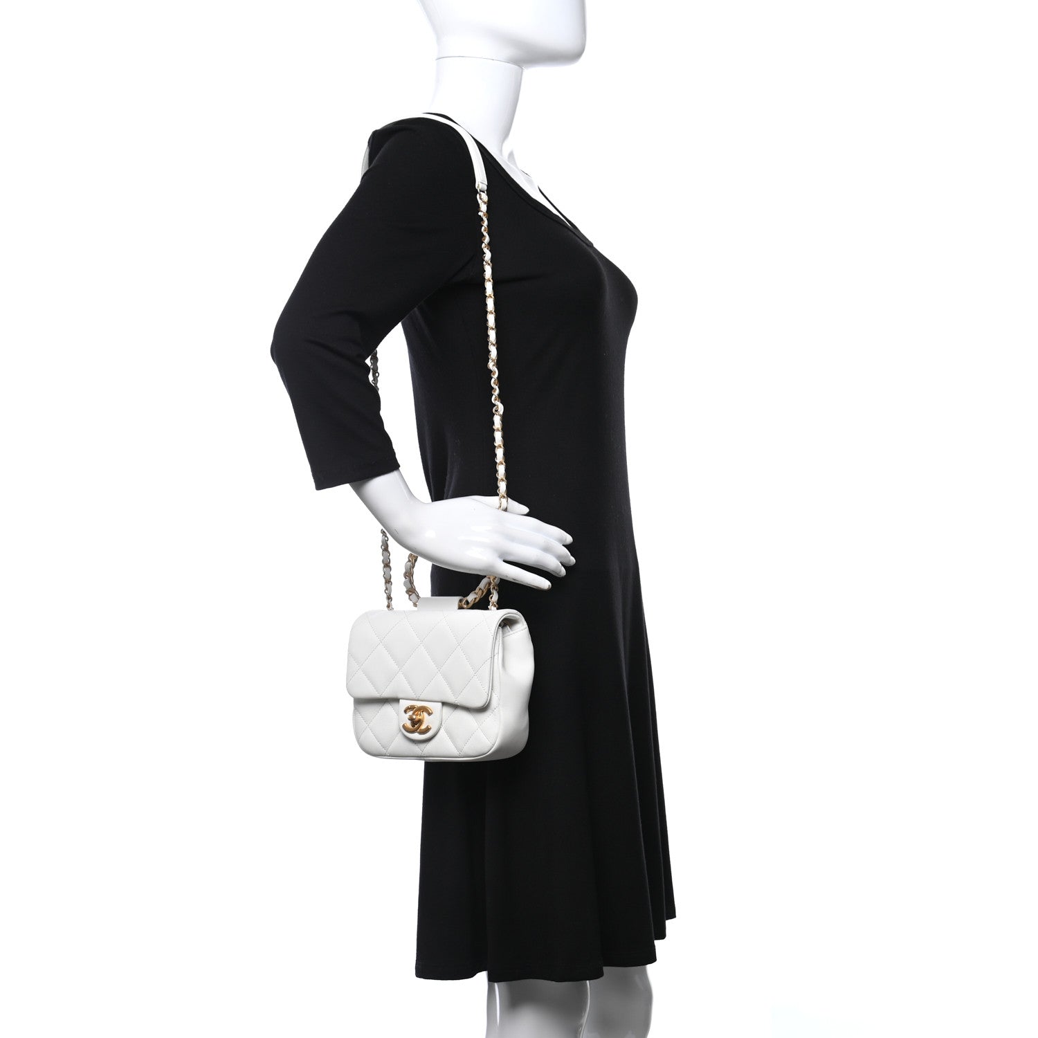 Chanel Lambskin Quilted Small In The Loop Handle Flap Bag White 2 of 9