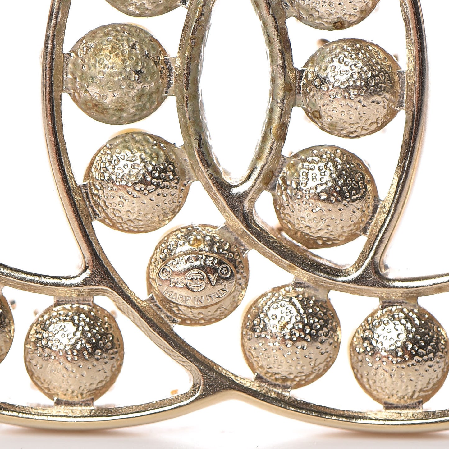 Pearl Crystal CC Brooch Gold Pearly White