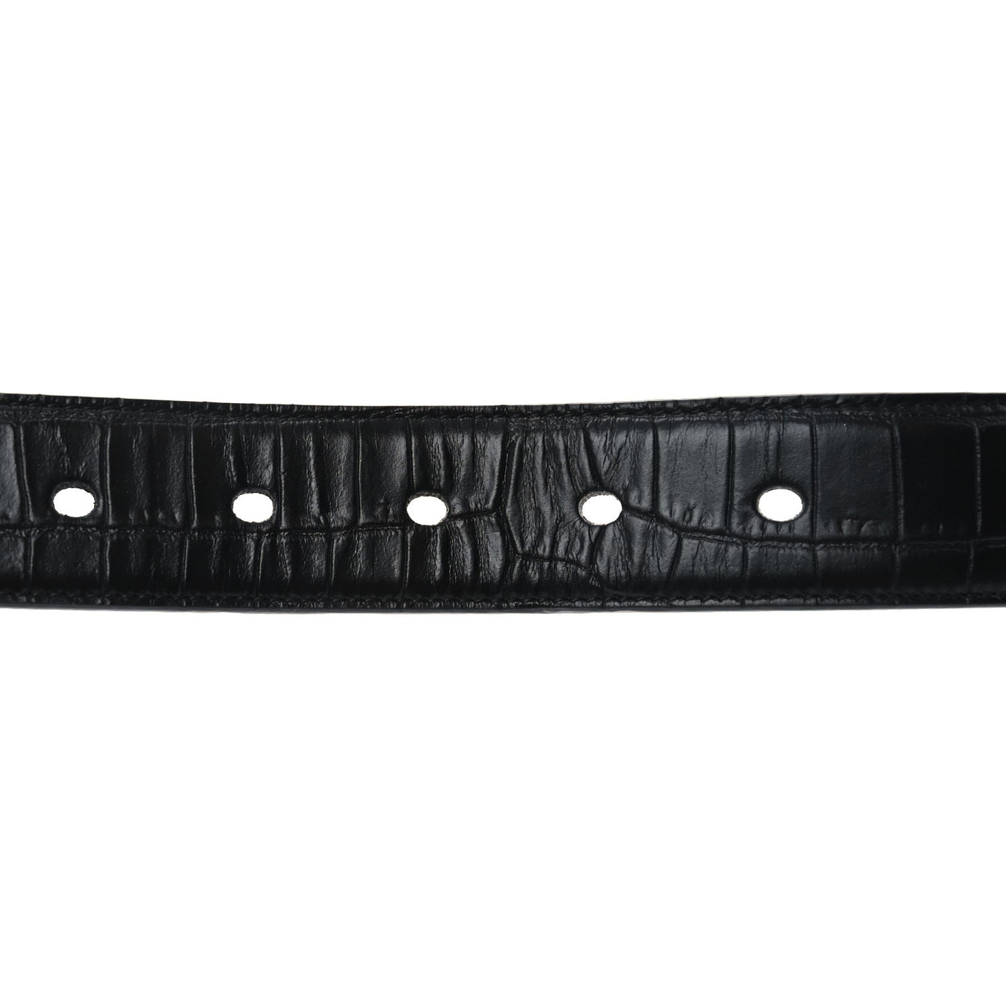 Calfskin Crocodile Embossed Monogram Square Buckle Belt 100 40 Black