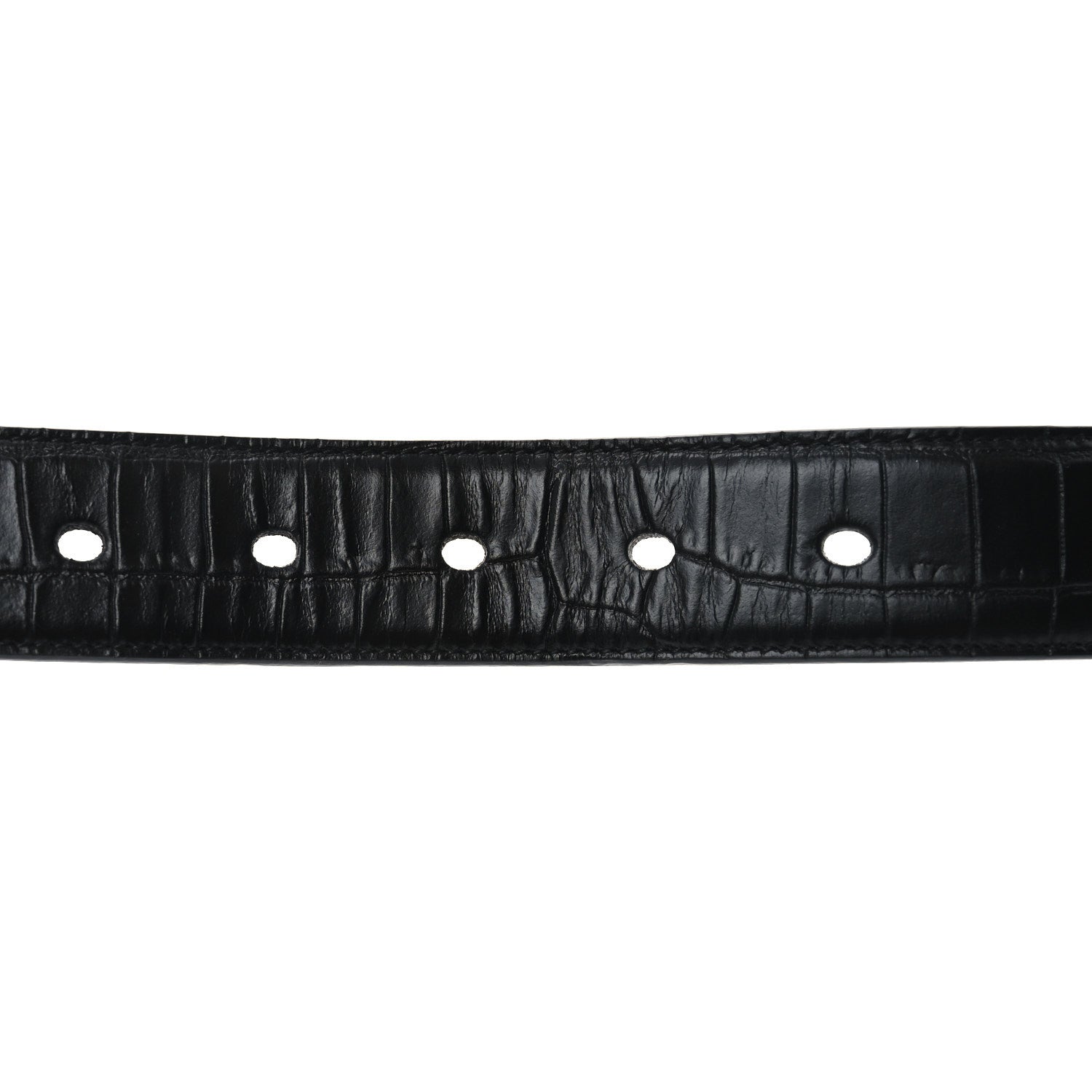 Saint Laurent Calfskin Crocodile Embossed Monogram Square Buckle Belt 100 40 Black 6 of 6