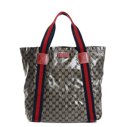 Gucci Crystal Monogram Medium Web Handle Vertical Tote Navy 1 of 9