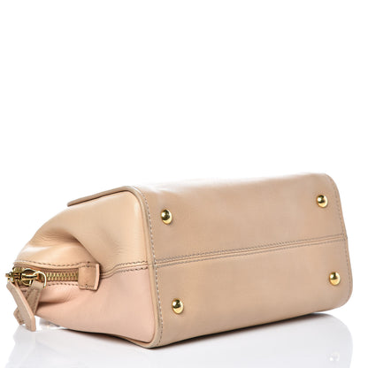 Fendi Capra Vitello Dolce Marmol Colorblock Small Chameleon Tote Cipria Makeup Camel 4 of 16