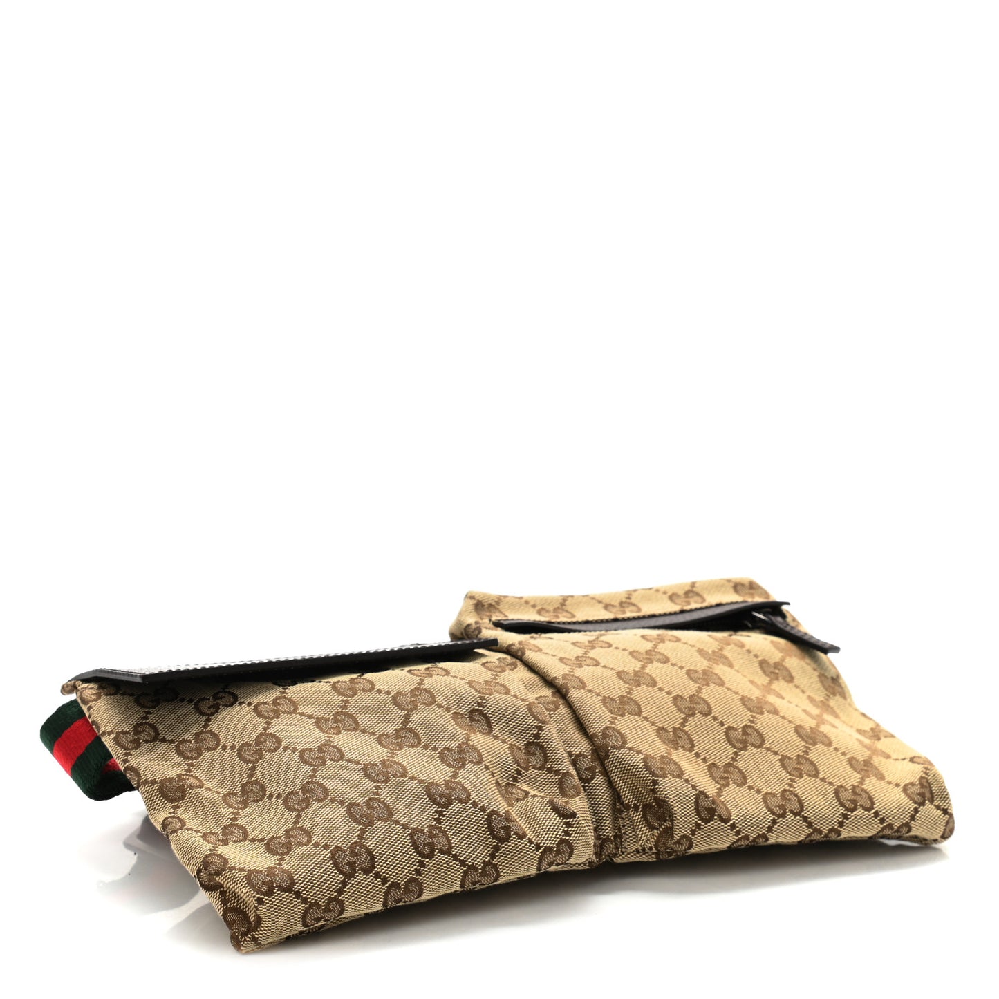 GG Monogram Web Double Pocket Belt Bag Dark Brown