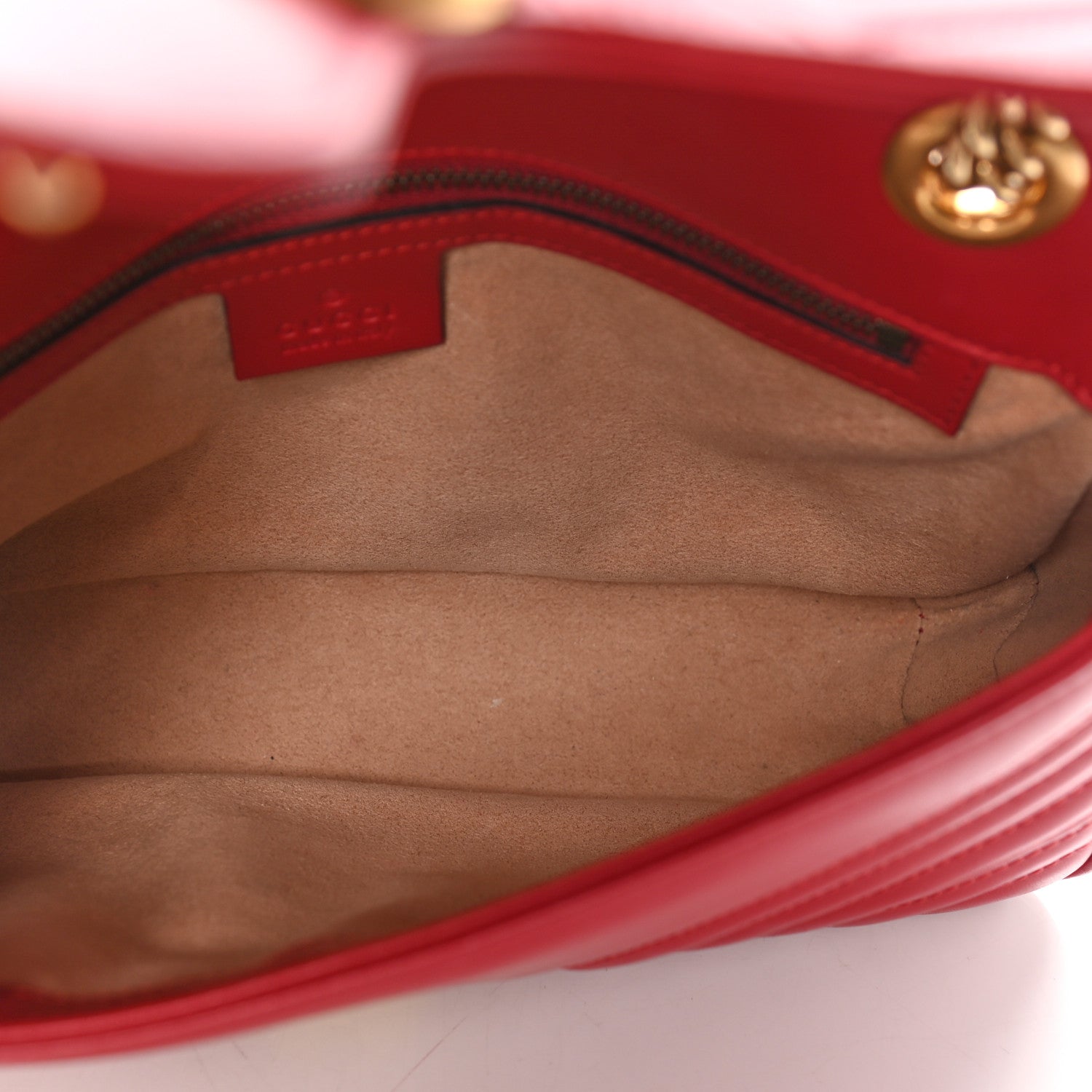 Gucci Calfskin Matelasse Small GG Marmont Shoulder Bag Hibiscus Red 5 of 9