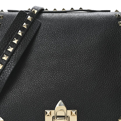 Valentino Garavani Pebbled Calfskin Rockstud Crossbody Saddle Bag Black 7 of 9