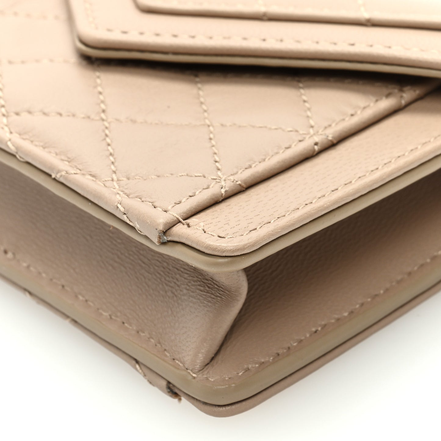 Lambskin Quilted Monogram Micro Gaby Crossbody Bag Beige